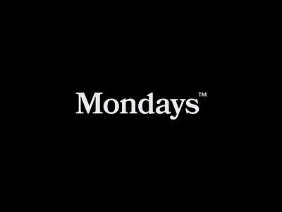Mondays Logo & Tees agency black brand branding brutalist contemporary gray logo minimal serif tshirt tshirt design typography white wordmark