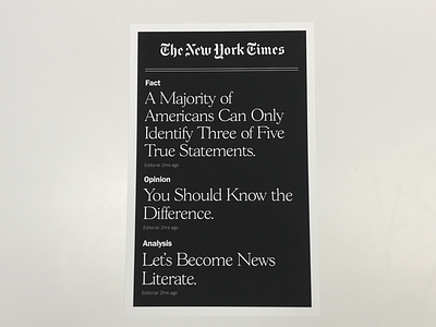 New York Times - News Literacy advertising black branding brutalist contemporary design layout minimal print ad print design typography white