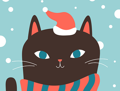 Christmas Cat cartoon cat christmas christmas card cute graphic design illustration postcard vector