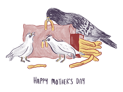 Just a lil mother's day card illustration mom pigeon pigeons squab