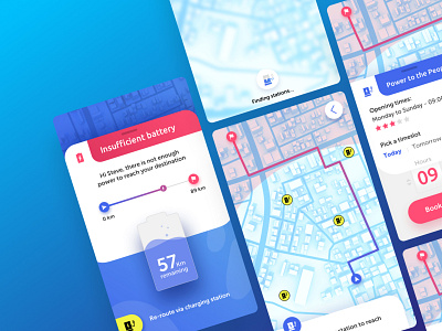 Concept for electric vehicle app battery charging elegant map mobile mobile app mobile design modern navigation ui
