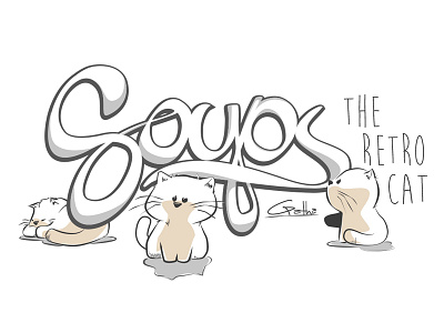 Soups the Retro Cat cartoon cat cats comic illustration line drawing minimal phone retro telephone