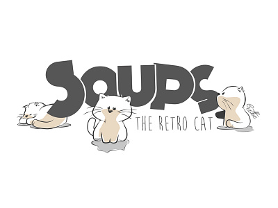 Soups the Retro Cat cartoon cat cats comic headphones hipster illustration line drawing minimal music retro