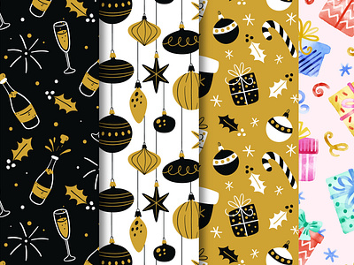 black-golden-christmas-pattern-collection