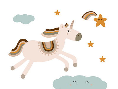 boho unicorn vector