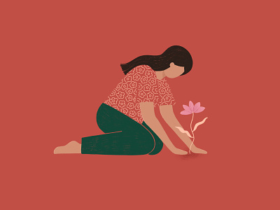 Cultivate branding design flower girl growth illustration illustrator nurture plant seed woman