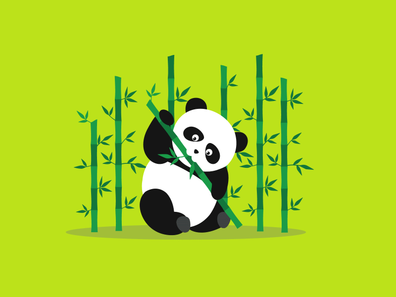 Panda Panda Panda animal bamboo chewing eating flat gif green illustration leaves panda vegetarian