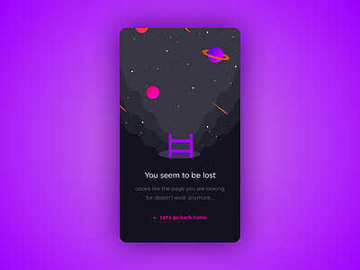 Lost in space 404 error galaxy illustration meteor mobile planets space stars ui universe ux