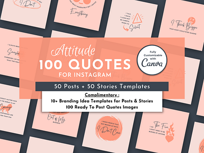 100 Attitude Quotes Templates for Instagram branding graphic design