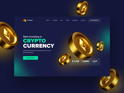 ETHCOIN website design concept bitcoin bitcoin webite design coin design ethereum coin graphic design interface design landing page ui ux website deisgn