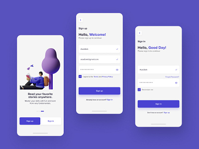 #DailyUI 001 / Sign up , Mobil app design app design daily ui design log in app mobil app design sign in sign up sign up app design ui