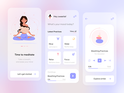 Meditation - Mobile App Concept anxiety aura coach jetup jetup digital meditation mind mobile application mood relax sleep stress ui uiux ux yoga