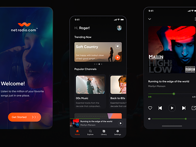 NetRadio channels dashboard design equalizer ios jetup mobile app music player radio radio player song ui ux