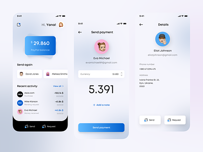 PayPal - concept design balance banking currency ios iphone jetup jetup digital mastercard mobile app mobile app ui money payments app paypal transfer ux ux paypal visa