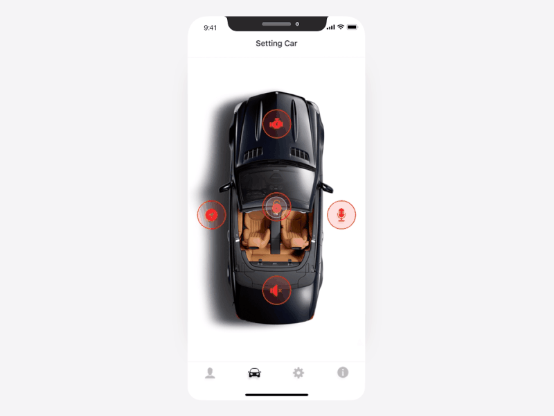 Connected car experience UI app automotive black car connected dark ios iphonex jetup mercedes benz ui ux