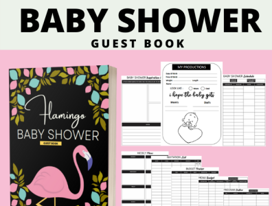 Baby Shower Guest Book - Amazon Kindle amazon kdp amazon kindle basketball besiness book bookipping branding coloring book design graphic design icon illusrator illustration interior design interior kdp kdp logbook logo motion graphics ui