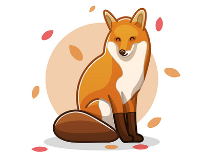 Autumn fox with red and orange leaves autumn autumn animals autumn colors autumn fox autumn fox illustration autumn illustration autumn logo autumn postcard template autumn vector design flat illustration fox fox illustration fox logo illustration outlined illustration postcard illustration simple illustration vector website illustrations