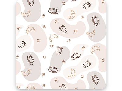 Morning coffee & croissants pattern design