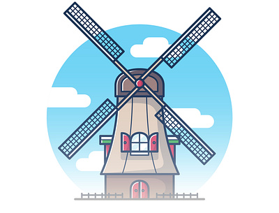 Minimalistic illustration of an old windmill in the Netherlands agriculture agriculture icons agriculture illustration dutch architecture dutch icons farm illustration farmer icons farmer illustration farming illustration historical windmill holland icons holland illustration netherlands icons the netherlands windmill windmill icon windmill illustration windturbine windturbine icons windturbine illustration