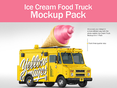 Ice Cream Food Truck Mockup Pack branding design illustration vehicle