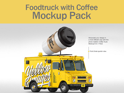 Foodtruck with Coffee Cup Pack branding illustration truck vehicle