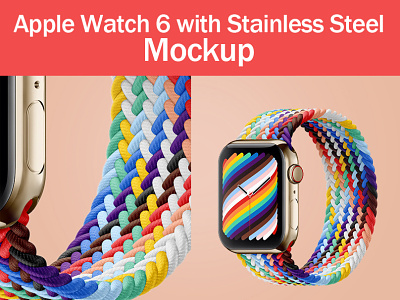 Apple Watch Series 6 with Stainless Steel branding design illustration logo watch