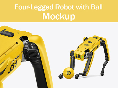 Four-Legged Robot with Ball Mockup branding design illustration logo walking