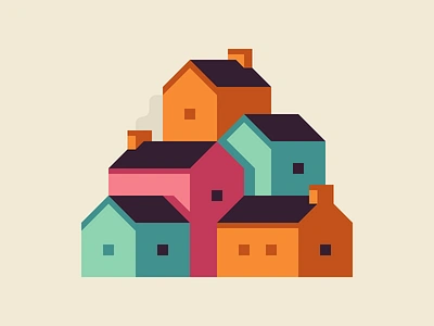 Colorful Town abstract city house illustration landscape town village