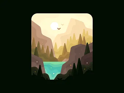 Mountain Lake abstract forest illustration lake landscape landscapes mountain mountains sunset woods