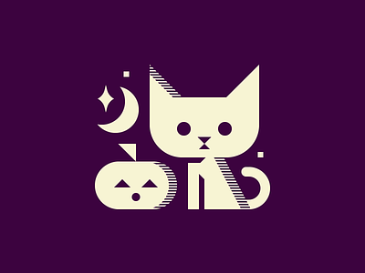Spooky Cat autumn cat cats fall halloween illustration jack-o-lantern moon night pumpkin spooky