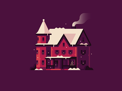 Home for the Holidays (No. 1) christmas holidays home house illustration snow town winter