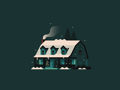 Home for the Holidays (No. 2) christmas holidays home house illustration snow town winter