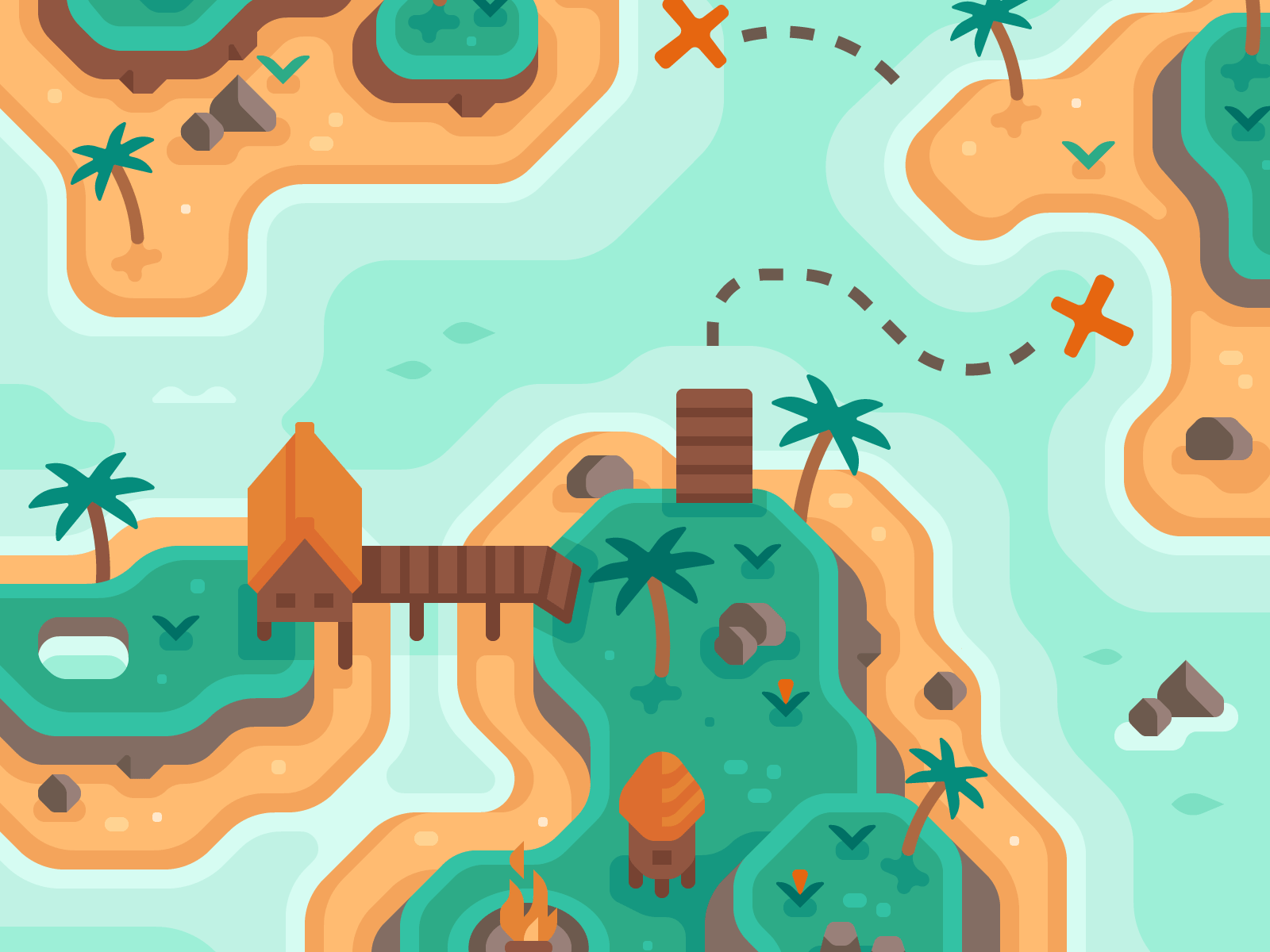 Tides: Island Map fishing game map game world illustration island islands map ocean overworld palm tree paradise pirate pirate ship treasure tropical
