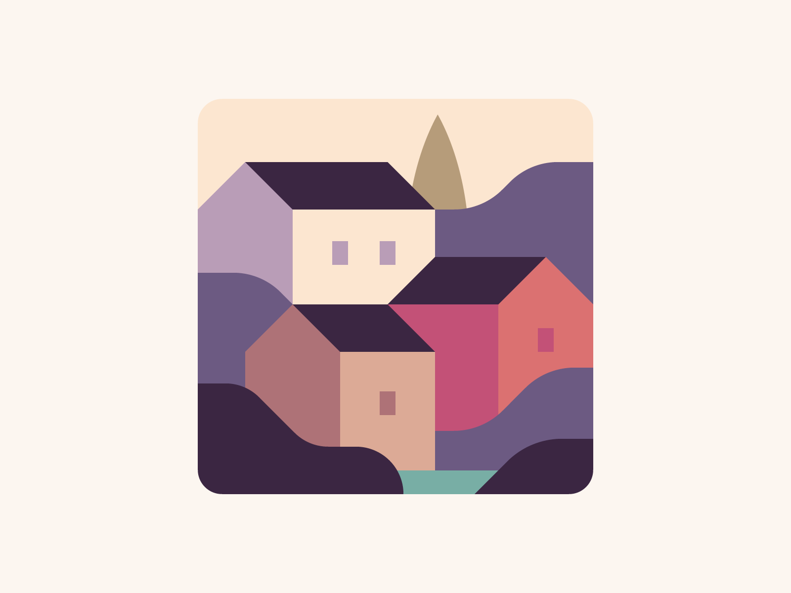 Village (#1) abstract city hills house illustration landscape town village