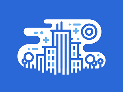 City in a Cloud city illustration