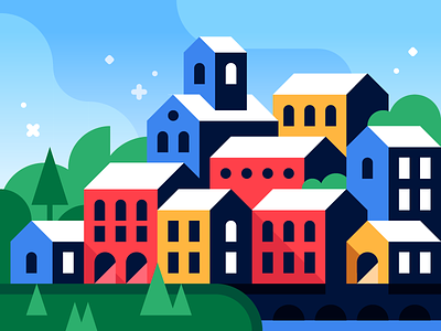 Colorful Cityscape WIP city illustration