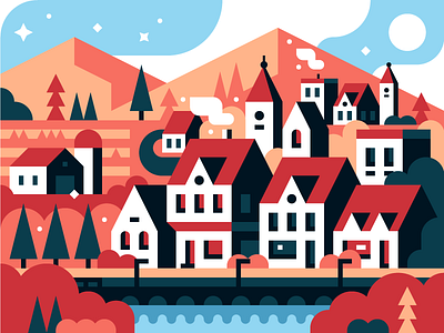 Town WIP illustration print town