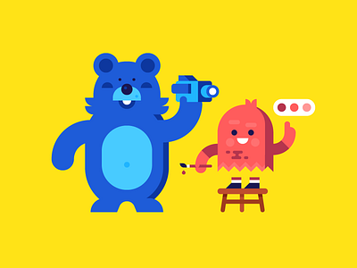 Bleu and Spooks bear character design characters ghost illustration