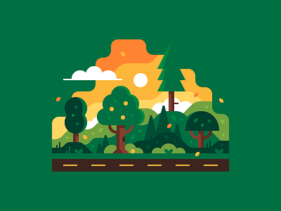 Fall Road Trip autumn fall forest illustration landscape road