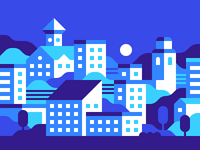 Blue City city illustration landscape skyline