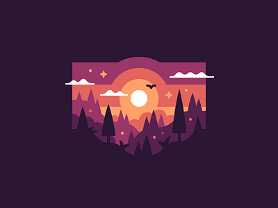 Little Forest forest illustration landscape sunset