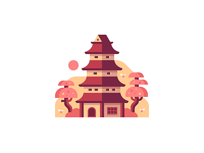 Pagoda building illustration pagoda