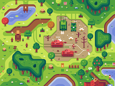 Command & Conquer - Discord Overworld Mural animal crossing cc command conquer forest illustration minecraft nintendo rts