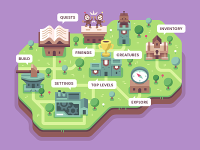 Brave Explorers Menu map menu overworld quests settings town video game