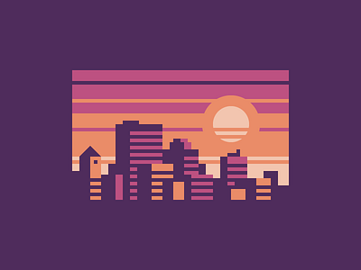 Purple City city skyline sunset town