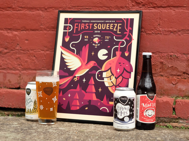 Tröegs: First Squeeze ale beer bird craft beer forest hop hummingbird landscape poster tree vine