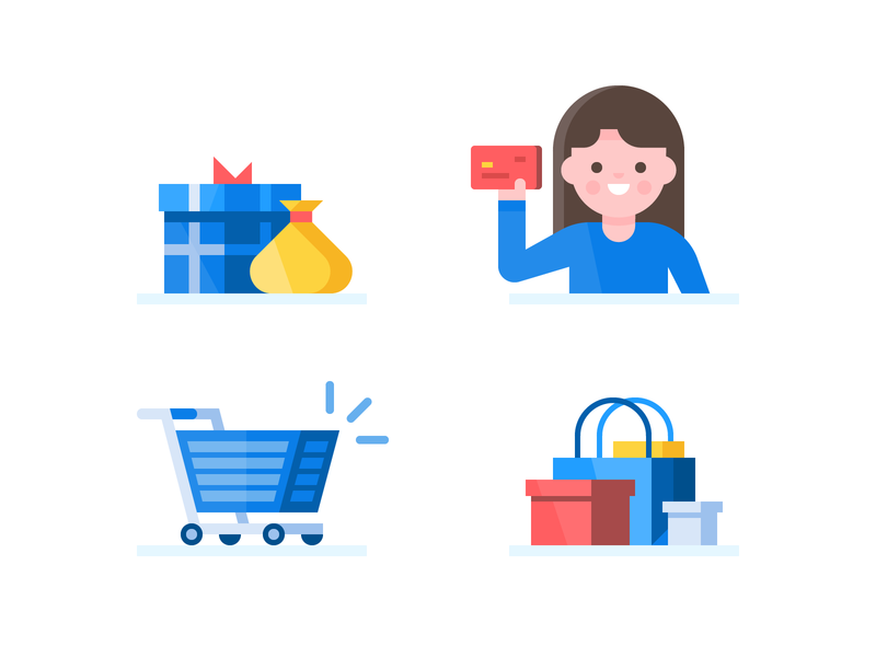 Credit Karma: Misc. Spot Illustrations credit credit card finance gifts icons shopping spot illustrations