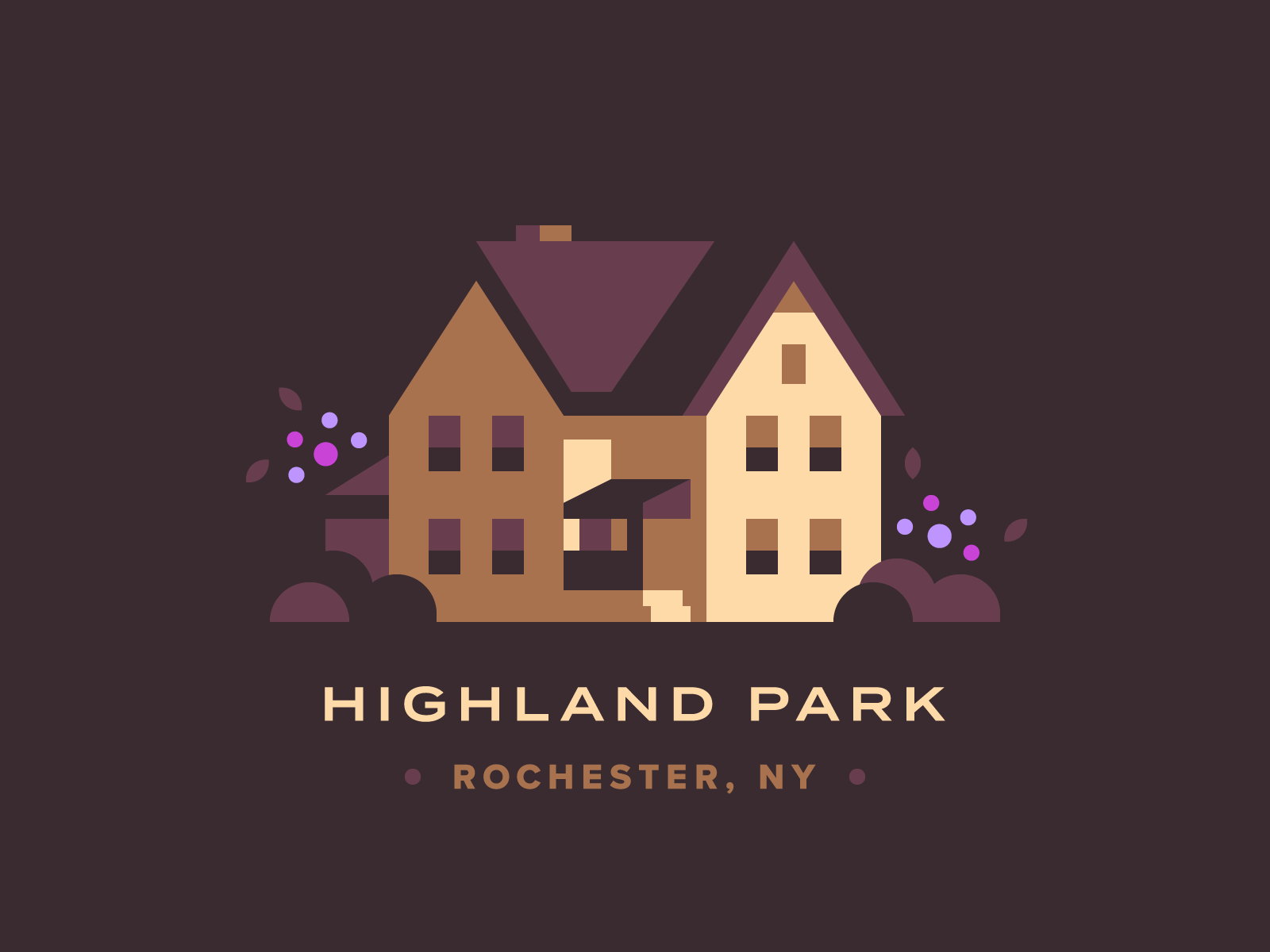 Highland Park city highland park home house illustration lilac new yorker ny roc rochester town