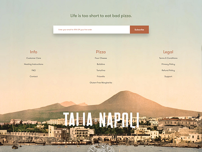 Talia Di Napoli Footer branding creative design ecommerce ecommerce design ecommerce shop ecommerce website footer lettering logo minimal modern pizza typography ui ux web website