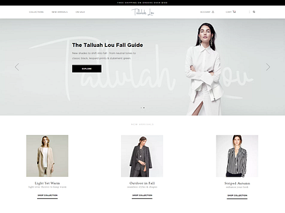 Tallulah Lou | Home Page Design branding creative design ecommerce ecommerce design ecommerce shop ecommerce website flat footer home page homepage lettering logo minimal modern typography ui ux web website